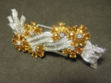 天然イエローサファイア 帯留兼ブローチ ダイアモンド装飾 18K