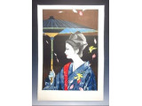 関野準一郎『花風』木版画