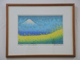 牧野宗則　木版画「花菜」