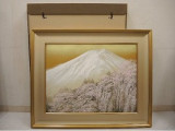 清水規　リトグラフ「桜花富士」