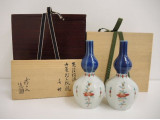 色絵瑠璃山茶花文瓢瓶 加藤土師萌
