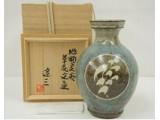 島岡達三 地釉象嵌草花文壷