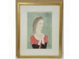 藤田嗣治 木版画「赤いショールの女」