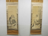 竹内栖鳳　掛軸「寒山拾得図」