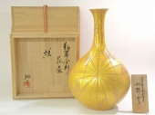 小野珀子　釉裏金彩花壺「煌」