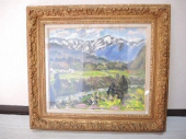 西山真一　油彩画「残雪の頃」
