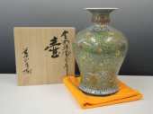 葉山有樹 金彩緑鳳凰唐草文壷