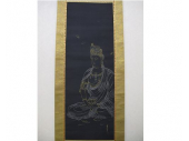 紺絹金銀泥聖観音坐図 木村武山画 buzan-kimura