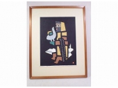 畦地梅太郎　木版画「山のなかま」