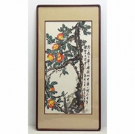 墨画淡彩蟠桃図