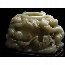 陽刻霊芝唐子紋水滴