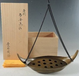 唐銅釣舟花入