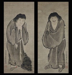 寒山拾得図二幅