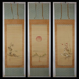 松竹梅旭日鶴亀図三幅