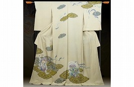 金彩刺繍本染訪問着 風神雷神