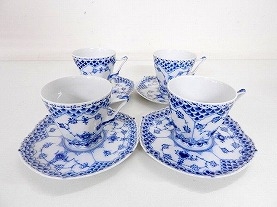 ロイヤルコペンハーゲン ブルーフルーテッド フルレース カップ&ソーサー