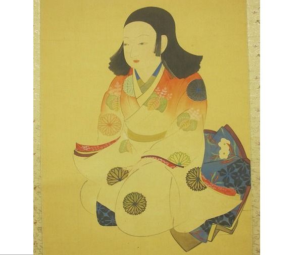中村大三郎 婦女 絹本着色