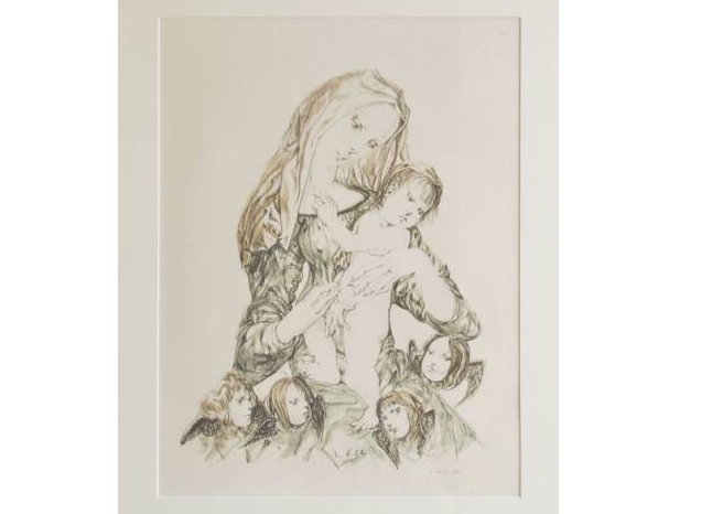 藤田嗣治（レオナール・フジタ） リトグラフ 「天使と母子像」 