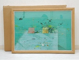 櫃田伸也 油彩画「卓上の二つの箱」