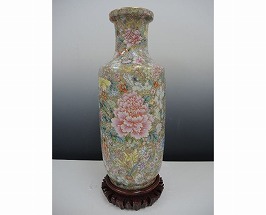 花台付花文様花瓶 大清宣統年製