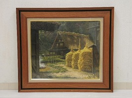 遠藤昭吾 油彩画「積みわらの輝き」