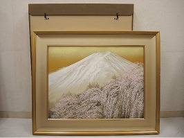 清水規 リトグラフ「桜花富士」