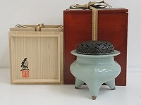諏訪蘇山 青磁袴腰香炉