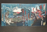 錦絵 楊洲周延「加藤清正 虎狩之図」