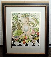 藤田嗣治 リトグラフ「少女と果物」