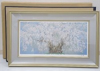 中島千波 リトグラフ「坪井の枝垂桜」