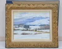 塗師祥一郎 油彩画「雪の高原」