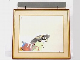 上村松園 リトグラフ「牡丹雪」
